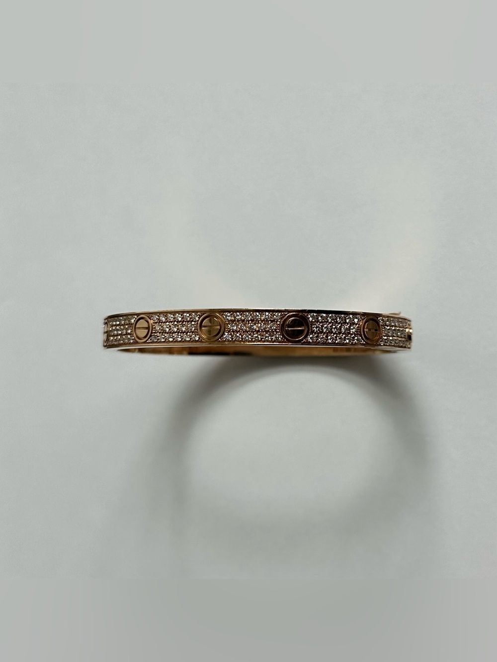 $46,550 Cartier Love Bracelet Classic Model Paved Diamond 18K Rose Gold Size 19 - Picture 3 of 6
